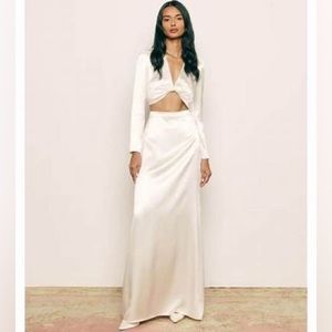 NWT Reformation Barcelona Silk Two Piece Skirt Set